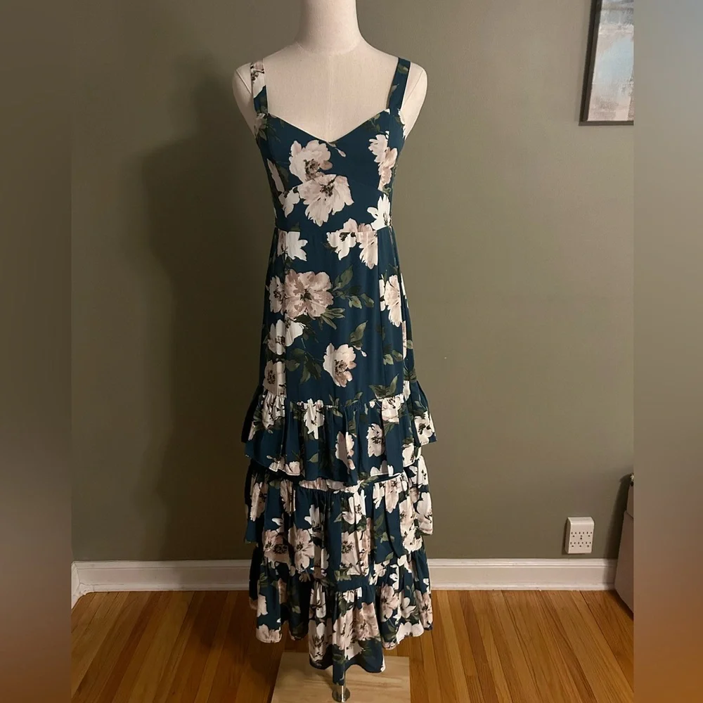 Abercrombie & Fitch Green Floral Maxi Dress